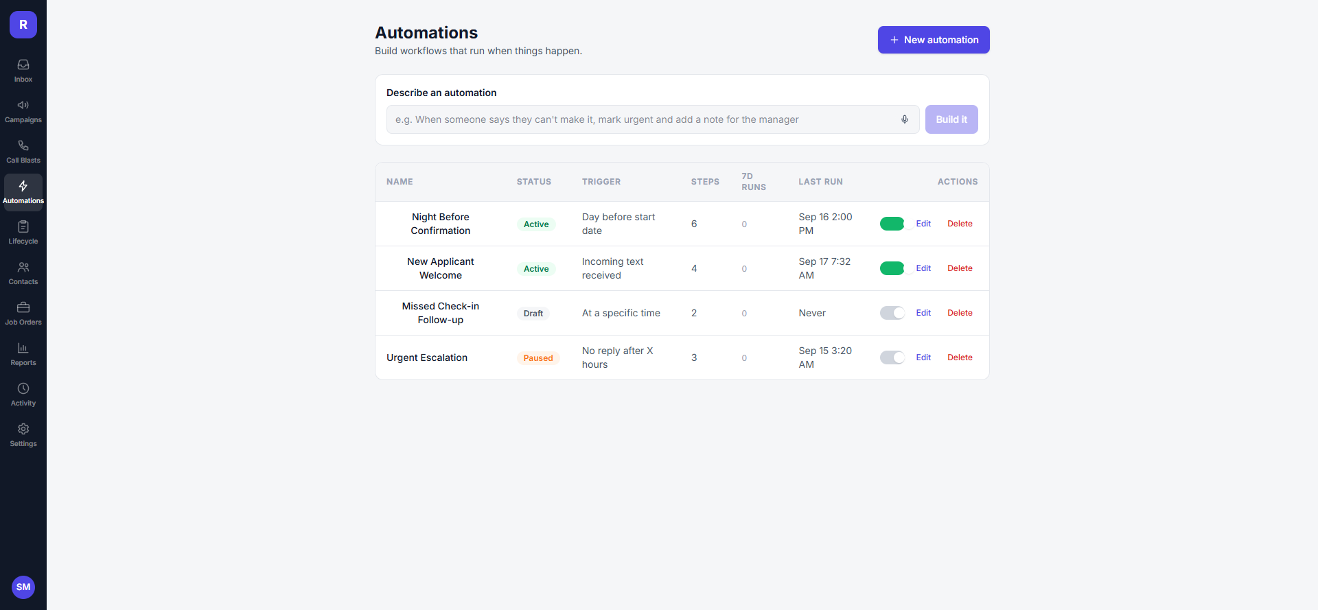 Relay Automations — describe what you want in plain English, Relay builds the workflow